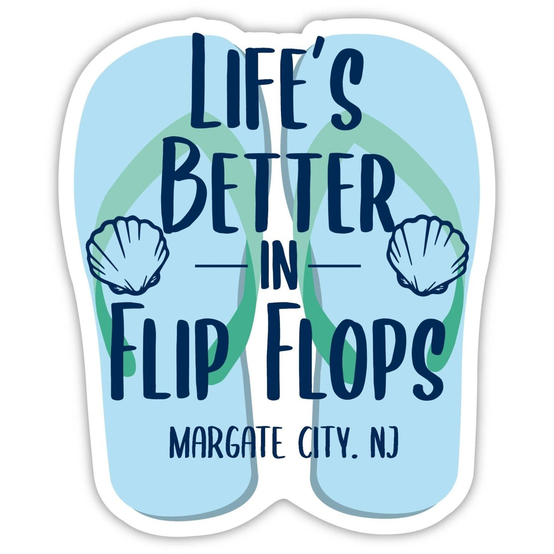 Margate City Jersey Souvenir 4 Inch Vinyl Decal Sticker Flip Flop Design Image 1