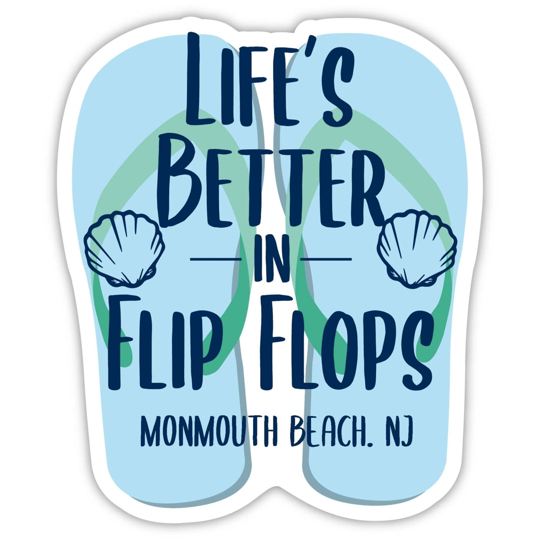 Monmouth Beach Jersey Souvenir 4 Inch Vinyl Decal Sticker Flip Flop Design Image 1