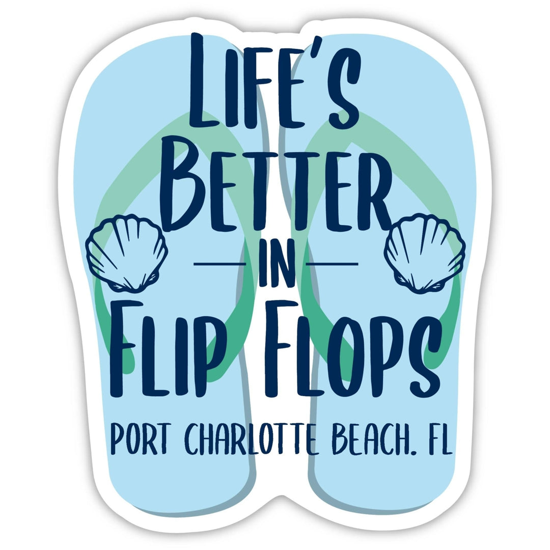 Port Charlotte Beach Florida Souvenir 4 Inch Vinyl Decal Sticker Flip Flop Design Image 1