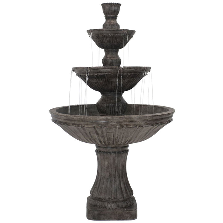 Sunnydaze Classic Designer Polystone Outdoor 3-Tier Fountain - Dark Brown Image 1