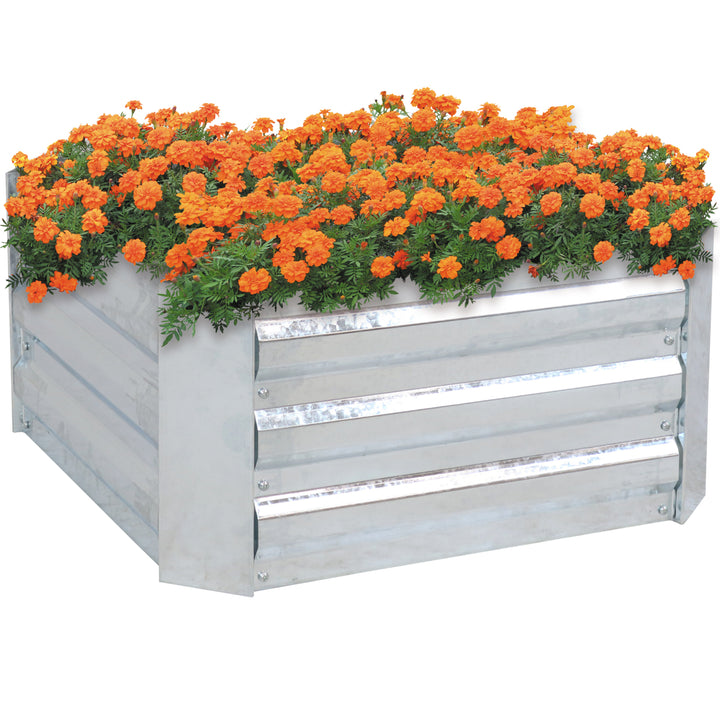 Sunnydaze Galvanized Steel Square Raised Garden Bed - 24 in - Silver Image 5