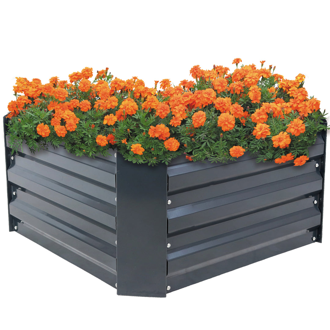 Sunnydaze Galvanized Steel Square Raised Garden Bed - 24 in - Dark Gray Image 5