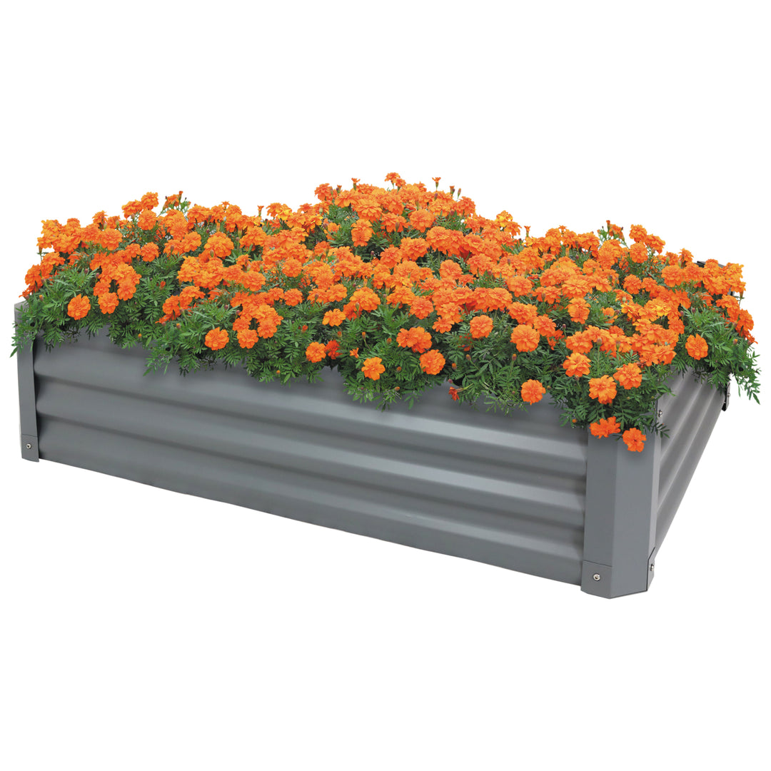 Sunnydaze Powder-Coated Steel Rectangle Raised Garden Bed - Gray - 47 in Image 5