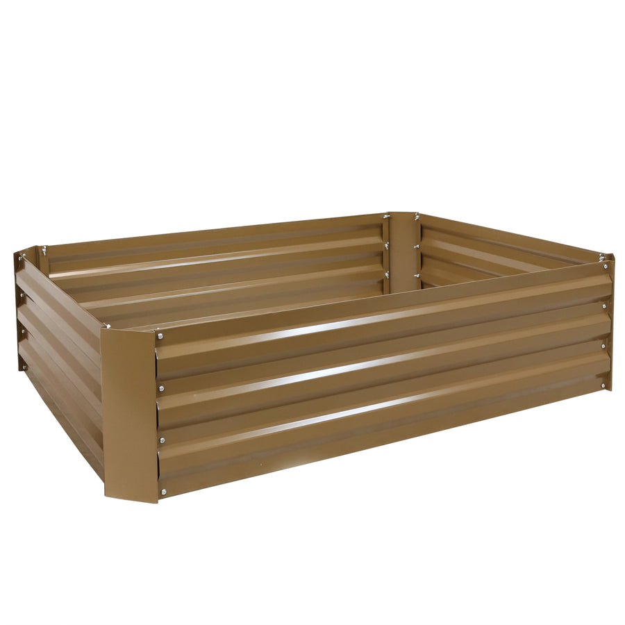 Sunnydaze Galvanized Steel Rectangle Raised Garden Bed - 47 in - Brown Image 1