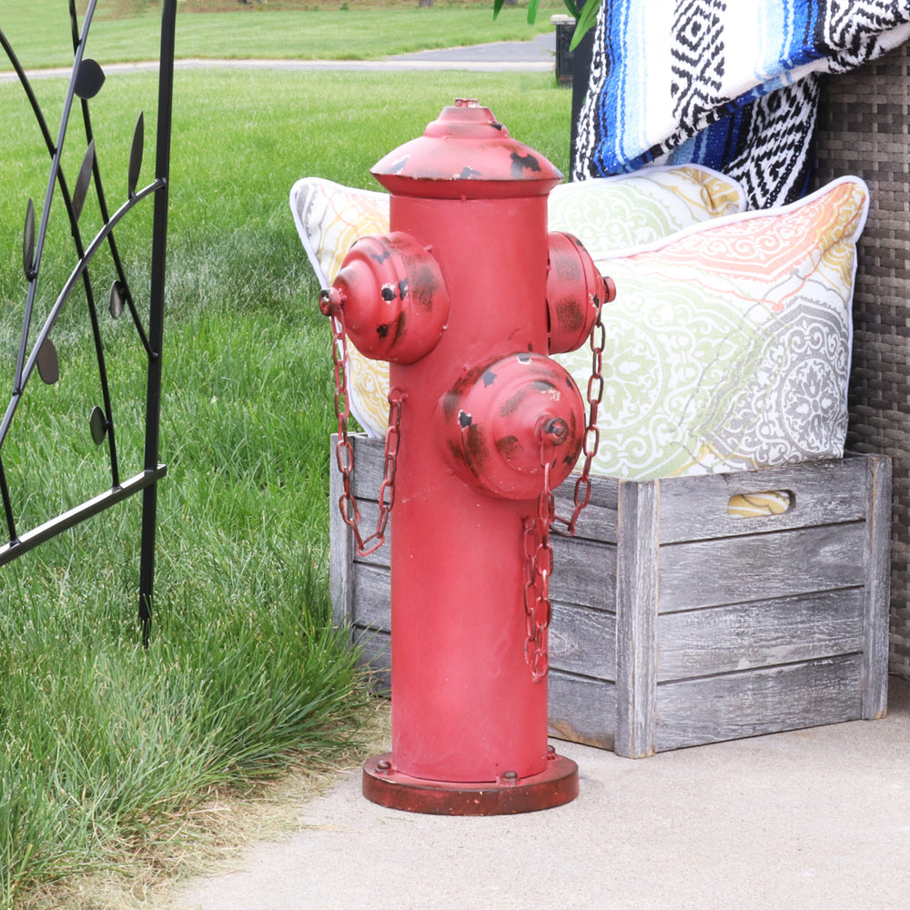 Sunnydaze Fire Hydrant Metal Outdoor Statue - 21.5 in Image 2