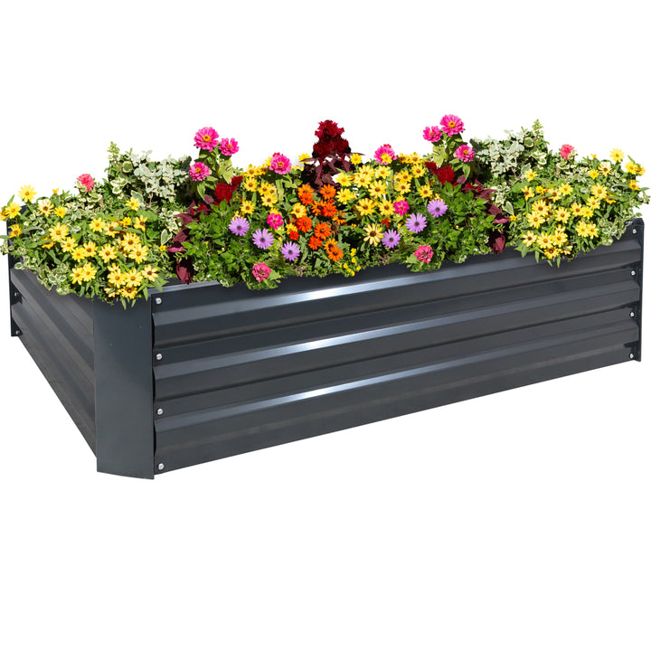 Sunnydaze Galvanized Steel Rectangle Raised Garden Bed - 47 in - Dark Gray Image 5