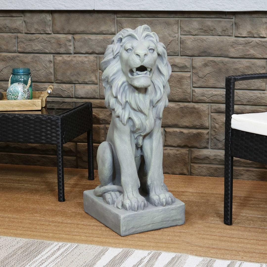 Sunnydaze Noble Beast Sitting Lion Outdoor Concrete Statue - 30 in Image 5