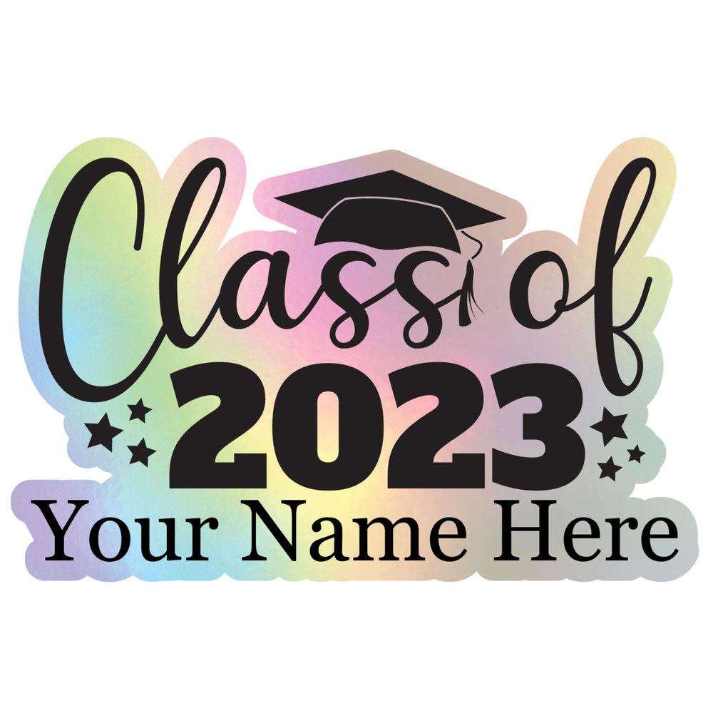 Class of 2023 Graduation Grad Senior Customizable Holographic Vinyl Decal Sticker Image 2