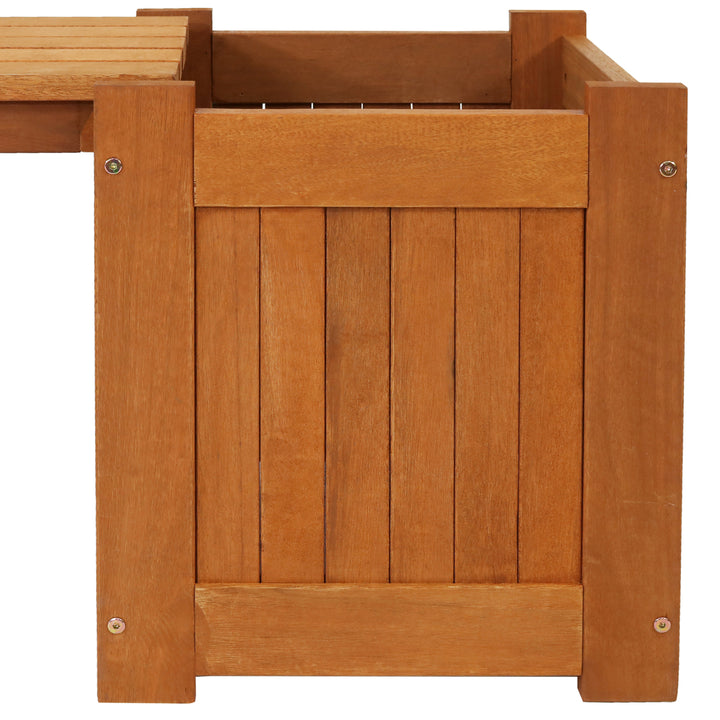 Sunnydaze Meranti Wood Outdoor Bench with Planter Boxes Image 7