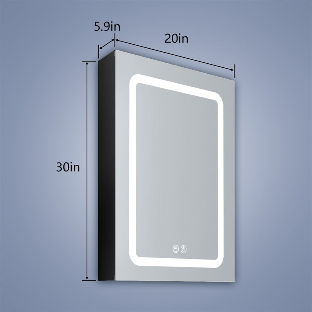 ExBrite 20x30 LED Bathroom Medicine Cabinet Lighted Mirror Right Open Waterproof Image 2