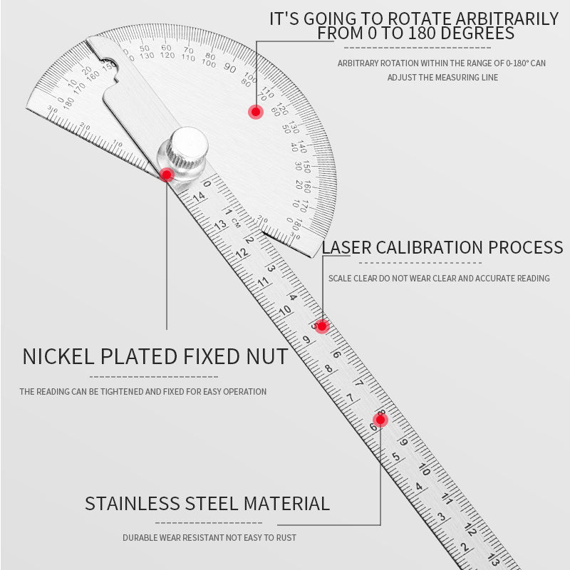 Stainless Steel irregular Protractor Large Carpenters Measuring Angle Gauge Image 7