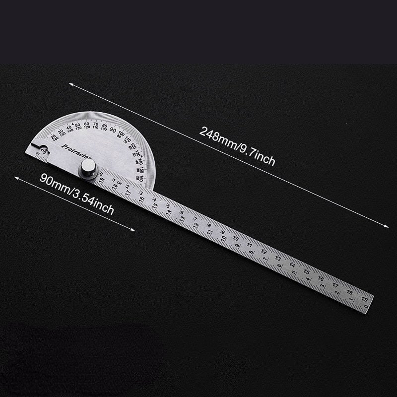 Stainless Steel irregular Protractor Large Carpenters Measuring Angle Gauge Image 1