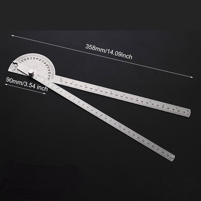 Stainless Steel irregular Protractor Large Carpenters Measuring Angle Gauge Image 1