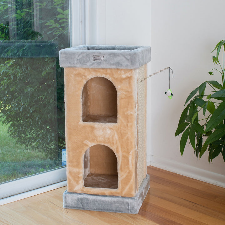 Armarkat X3203 Premium Cat Tree Beige Double Condo JG Approved 32" Height Image 8