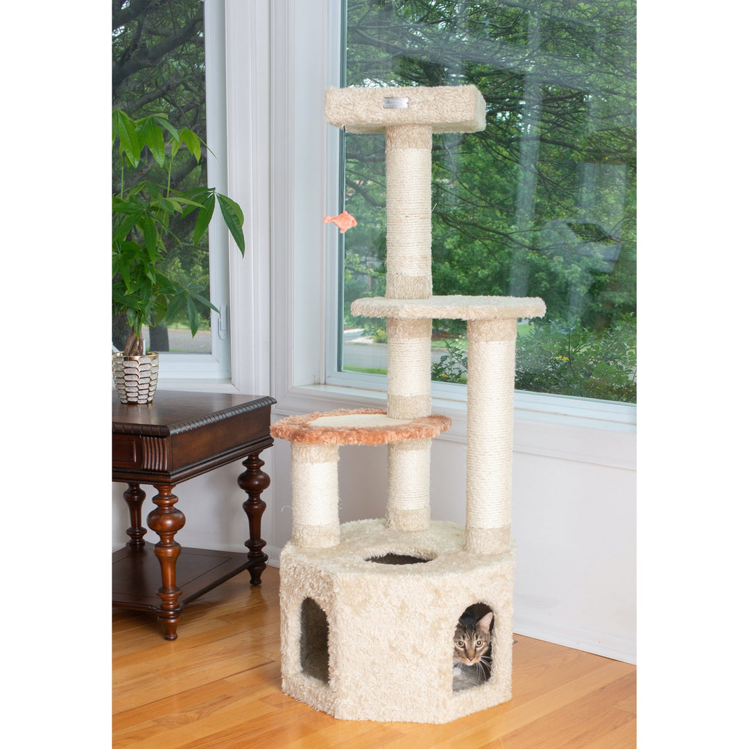 Armarkat Cat Tree X5703 Multi-Level Wood Climber Jackson Galaxy Approved Khaki Image 7