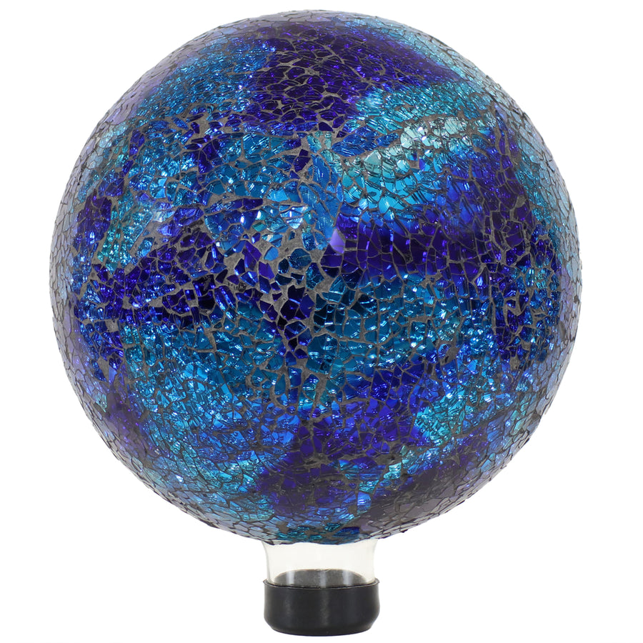 Sunnydaze Deep Ocean Swirl Crackled Glass Gazing Globe - 10 in Image 1