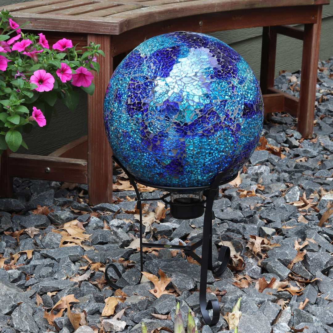 Sunnydaze Deep Ocean Swirl Crackled Glass Gazing Globe - 10 in Image 4