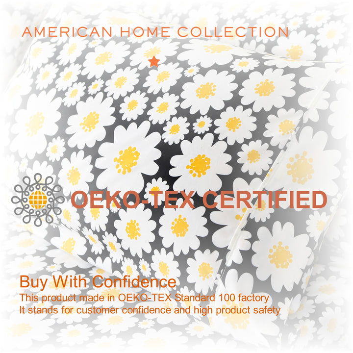 American Home Collection Ultra Soft 4-6 Piece Daisies Printed Bed Sheet Set Image 4