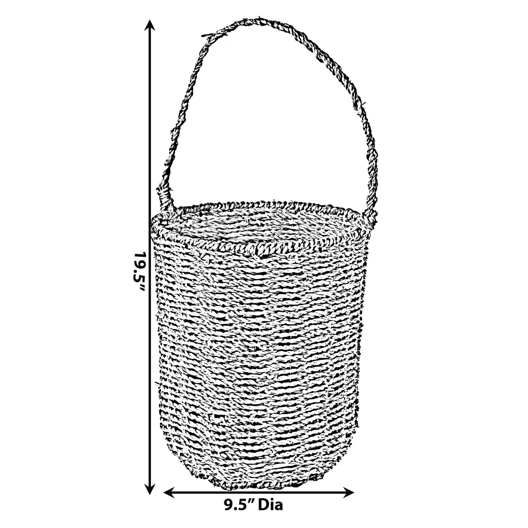 Natural Seagrass Storage Basket 9.5" Round with Handles for Home Organization Image 4