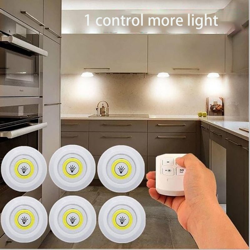 Super Bright Cob Under Cabinet Light LED Wireless Remote Control Dimmable Wardrobe Night Lamp Image 2