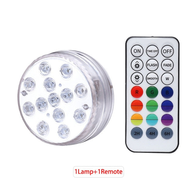 Underwater Light IP68 Waterproof Swimming Pool RF Remote Control Submersible Lights For Pond Vase Image 2