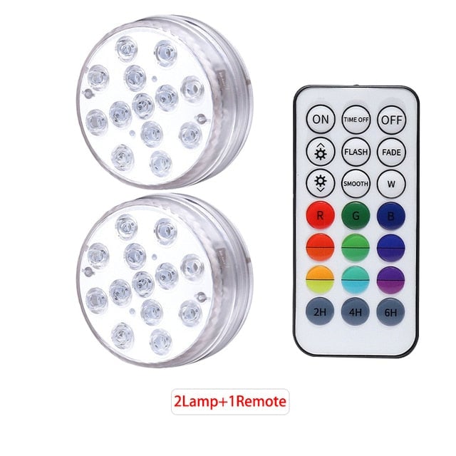 Underwater Light IP68 Waterproof Swimming Pool RF Remote Control Submersible Lights For Pond Vase Image 1