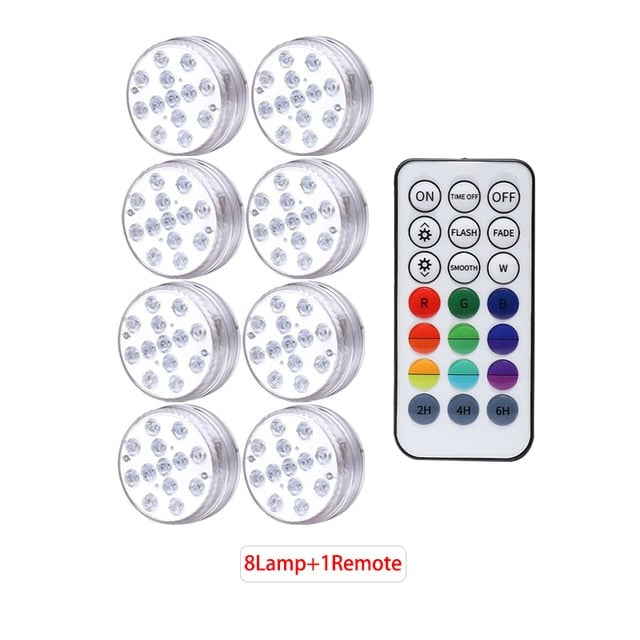 Underwater Light IP68 Waterproof Swimming Pool RF Remote Control Submersible Lights For Pond Vase Image 1