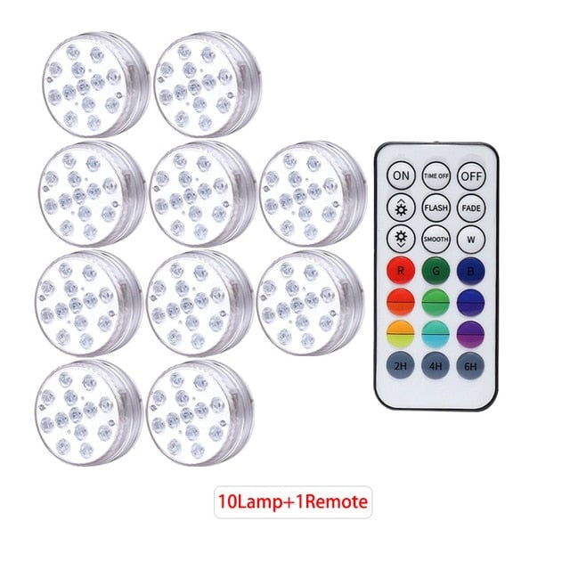 Underwater Light IP68 Waterproof Swimming Pool RF Remote Control Submersible Lights For Pond Vase Image 11