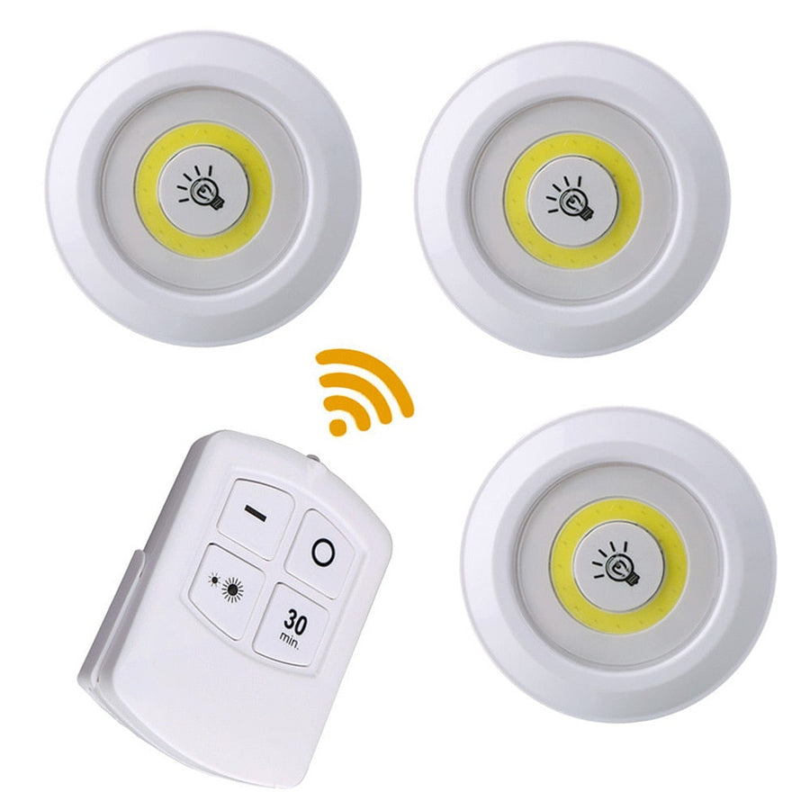 Wall Lamp Dimmable LED Under Cabinet Light COB Puck Lights Closets with Remote Control for Wardrobe Image 1