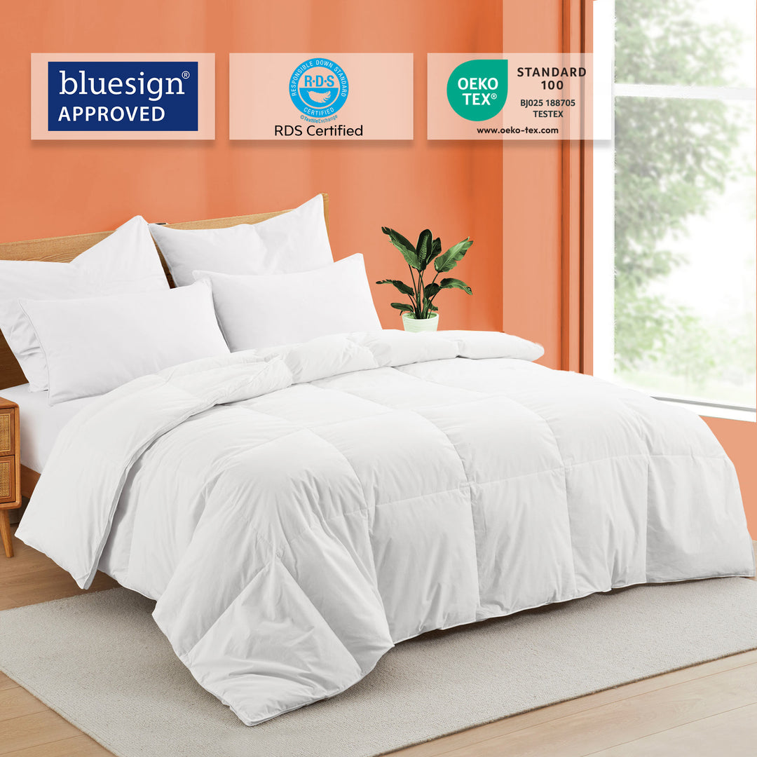 All Season White Goose Down and UltraFeather Comforter, Down Comforter King, Full and Twin Size Image 2
