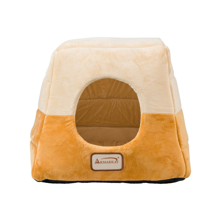 Armarkat Cat Bed Model C07 Covered Brown Beige Waterproof Velvet 13.5"x15" Image 3