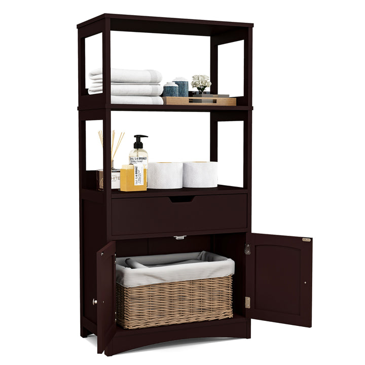 Bathroom Storage Cabinet w/Drawer Shelf Cupboard Floor Cabinet Image 4