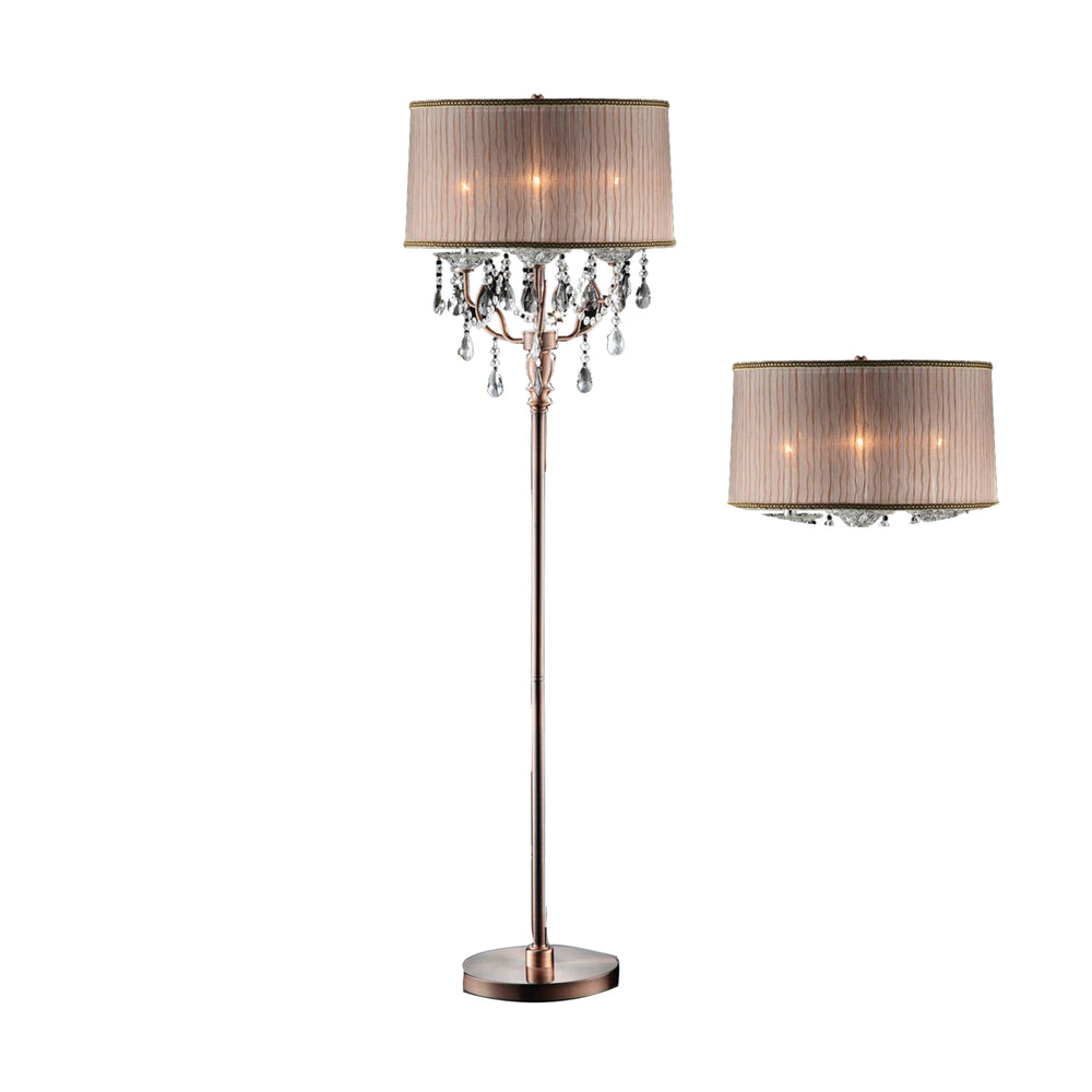 Cecelia Crystal Lamp With Antler Design Floor Lamp - Saltoro Sherpi Image 2