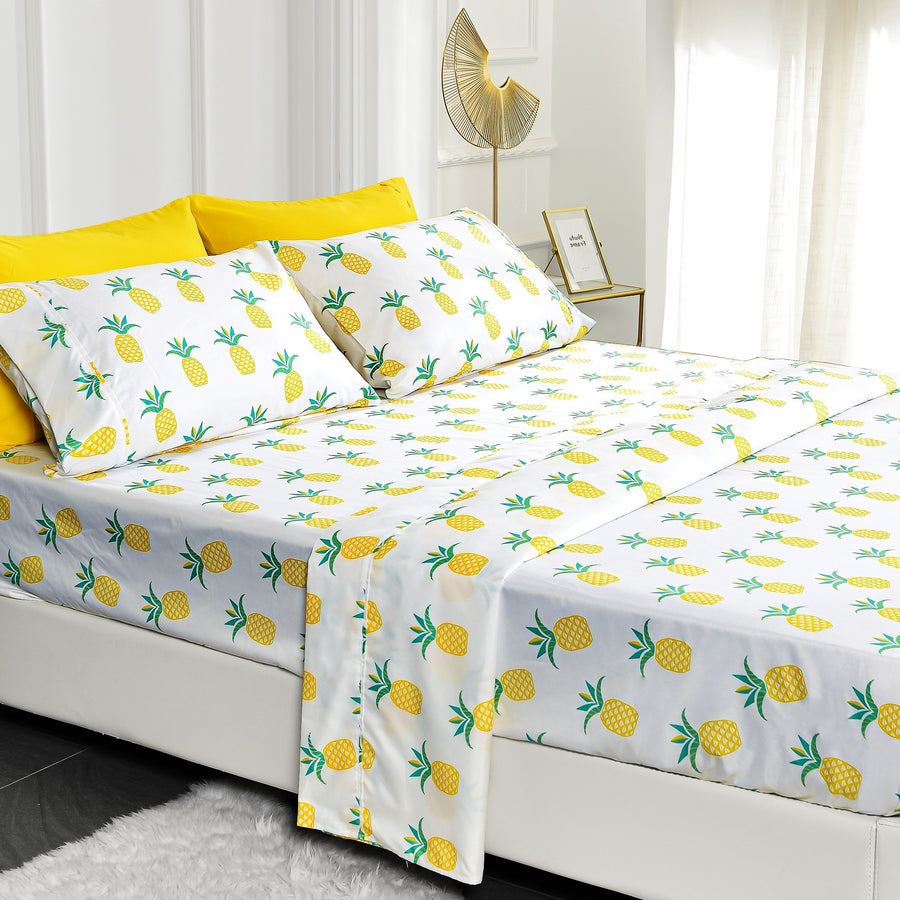 American Home Collection Ultra Soft 4-6 Piece Pineapple Bed Sheet Set Image 1