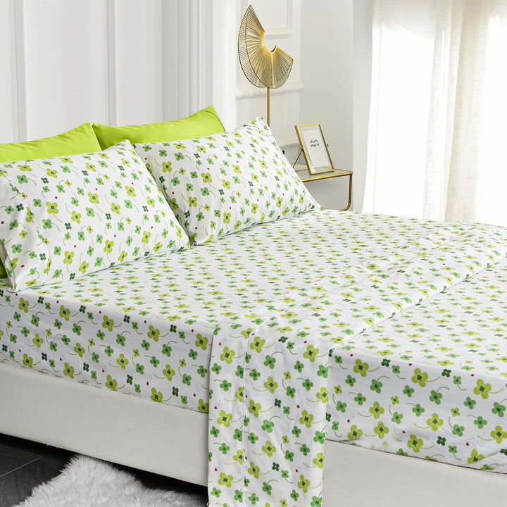 American Home Collection Green Flowers Bed Sheet Set Twin Full Queen King 4-6 Piece Image 1