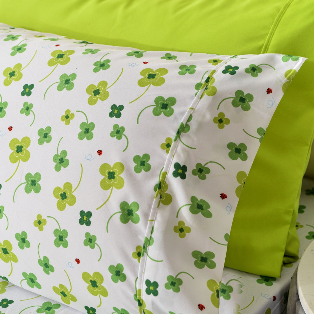 American Home Collection Green Flowers Bed Sheet Set Twin Full Queen King 4-6 Piece Image 3