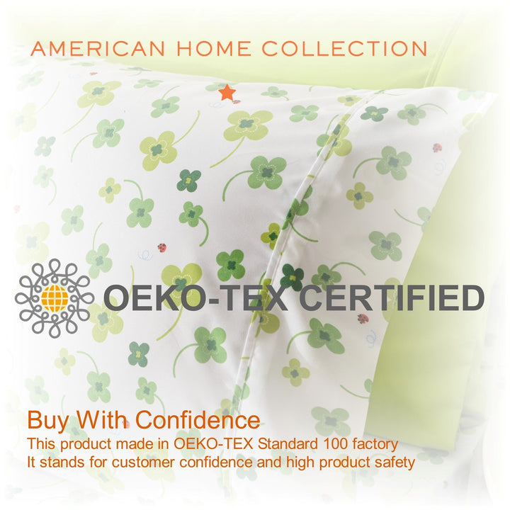 American Home Collection Green Flowers Bed Sheet Set Twin Full Queen King 4-6 Piece Image 4