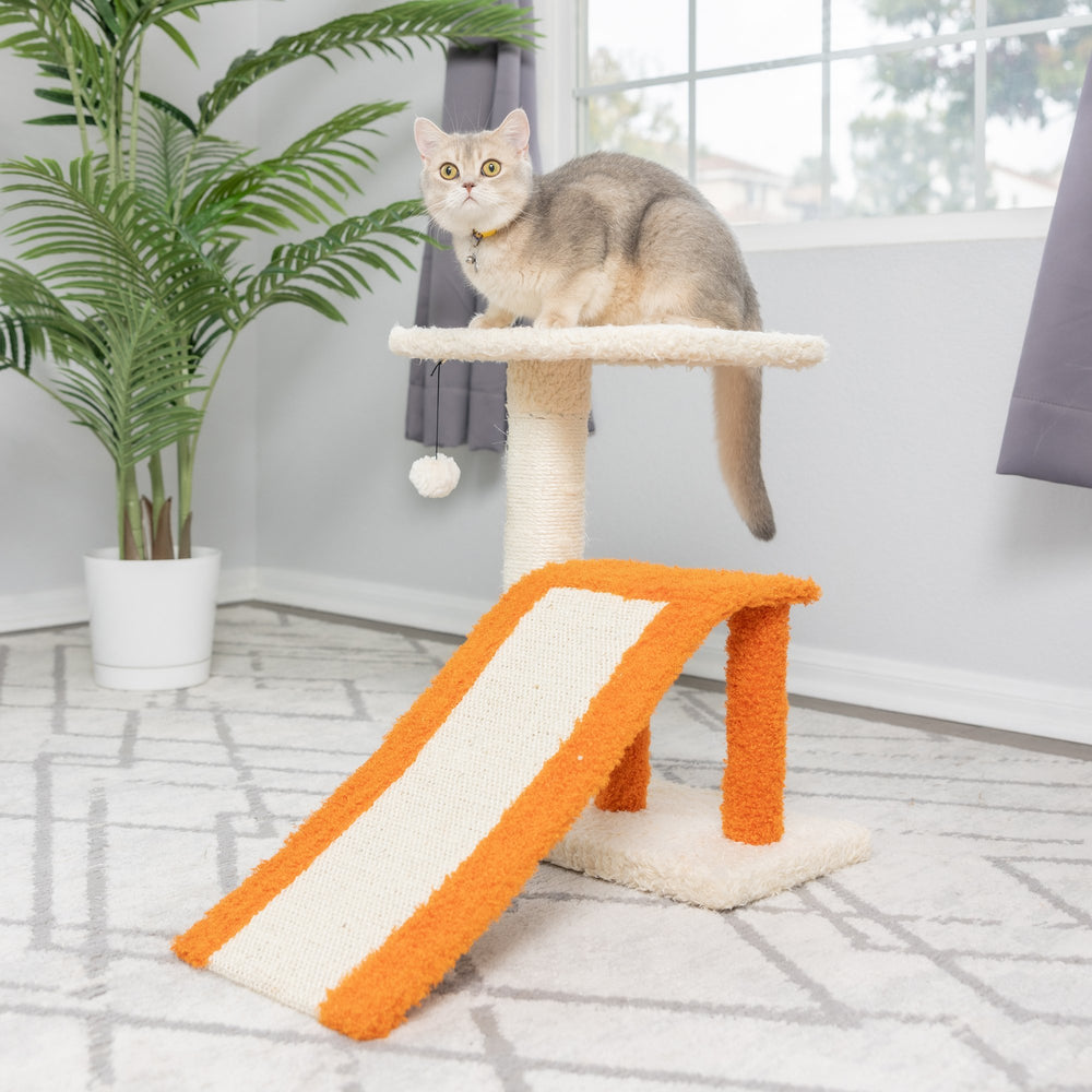 Armarkat X2101 Premium Cat Tree Beige Orange Two-Level Real Wood 27in Image 2