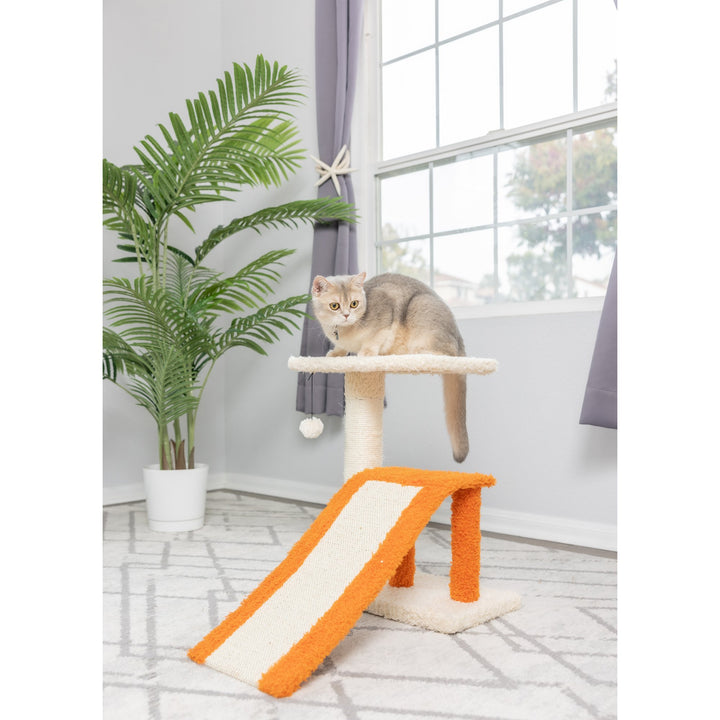 Armarkat X2101 Premium Cat Tree Beige Orange Two-Level Real Wood 27in Image 4