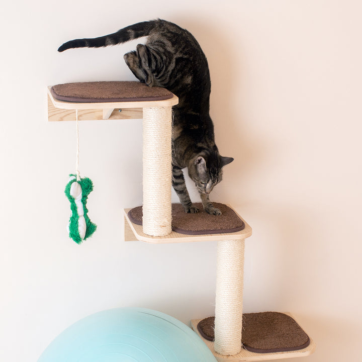 Armarkat Wall Series Cat Climber W1907C Beige Wood 3-Level Scratching Post Image 8