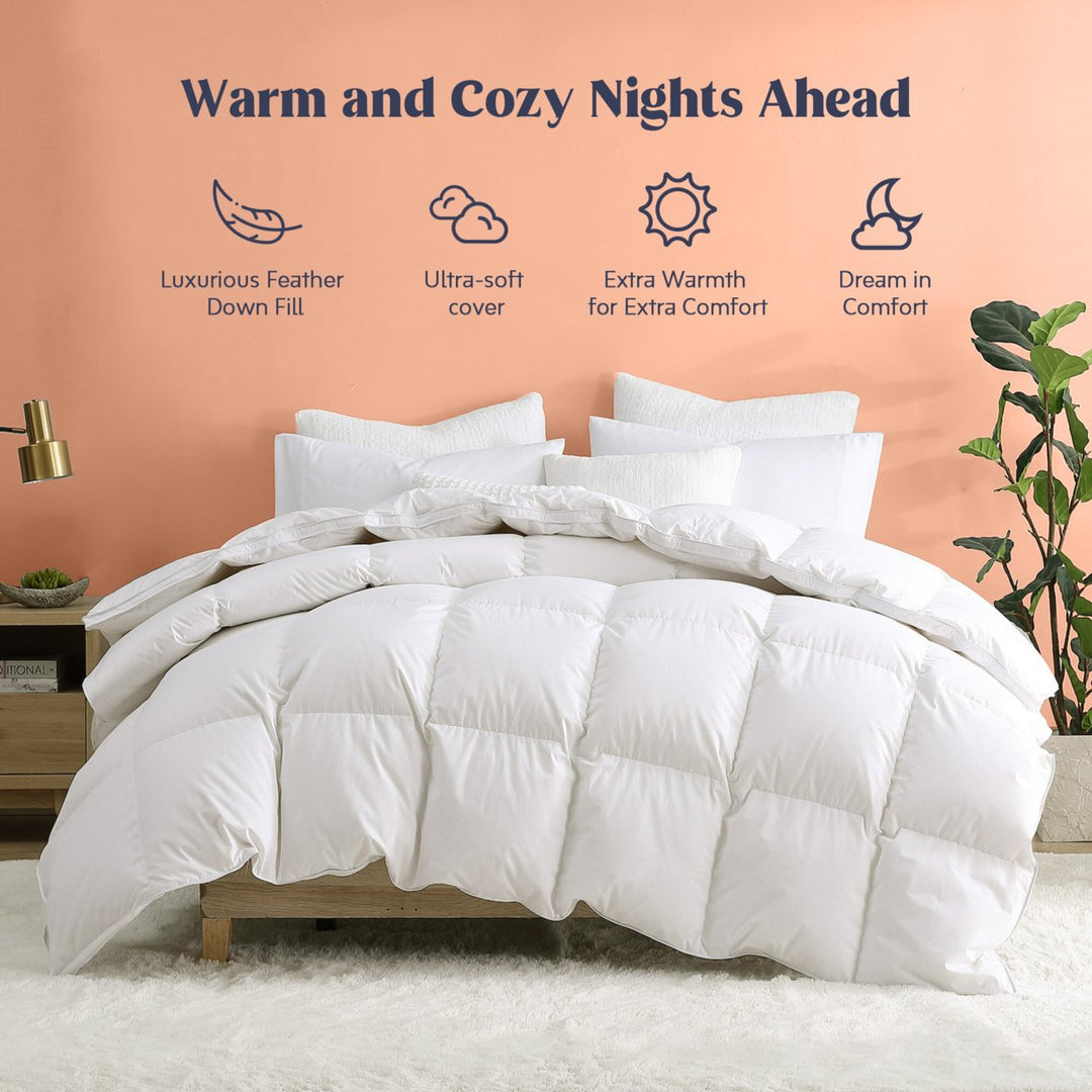 White Goose Down and Ultra Feather Comforter for Winter, Heavy Weight Comforter Image 1