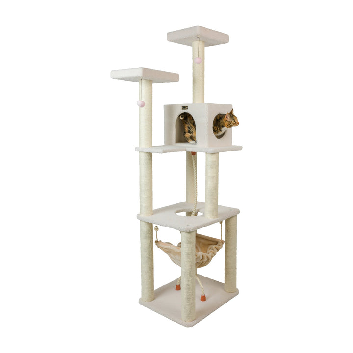 Armarkat B7301 Classic Ivory Cat Tree 4 Levels with Rope Swing and Perch Image 3