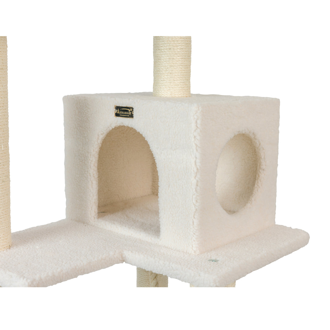 Armarkat B7301 Classic Ivory Cat Tree 4 Levels with Rope Swing and Perch Image 4