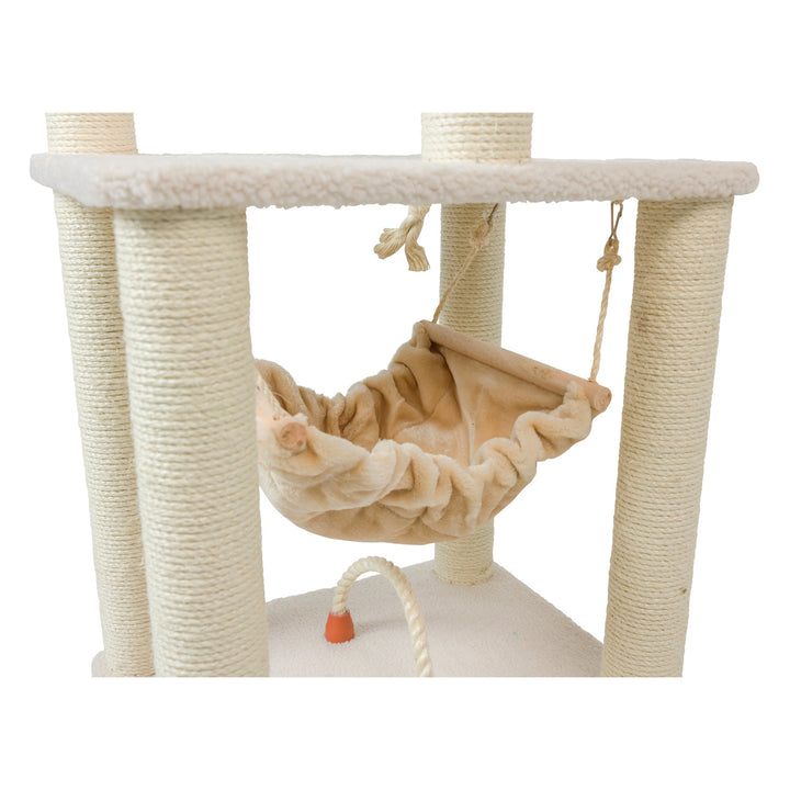 Armarkat B7301 Classic Ivory Cat Tree 4 Levels with Rope Swing and Perch Image 5