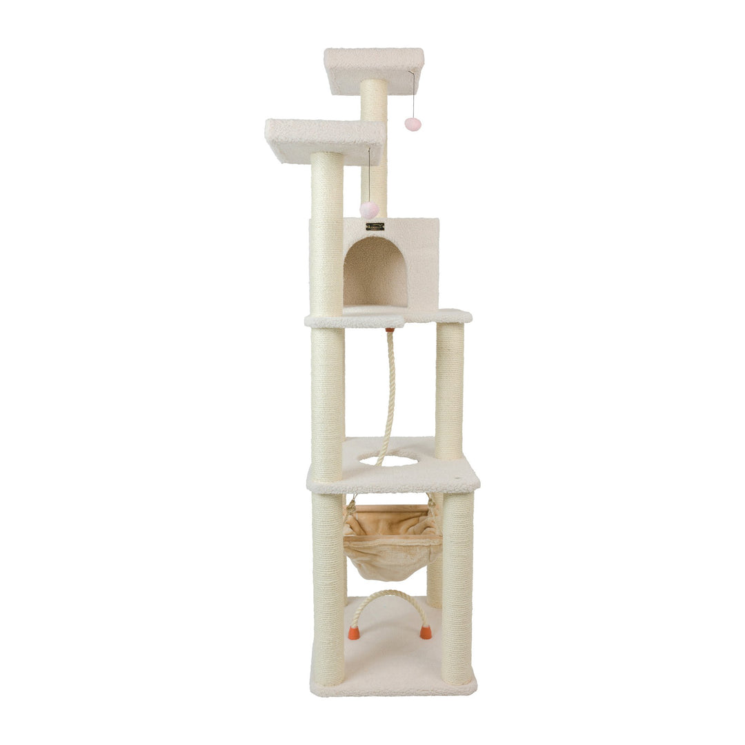 Armarkat B7301 Classic Ivory Cat Tree 4 Levels with Rope Swing and Perch Image 6