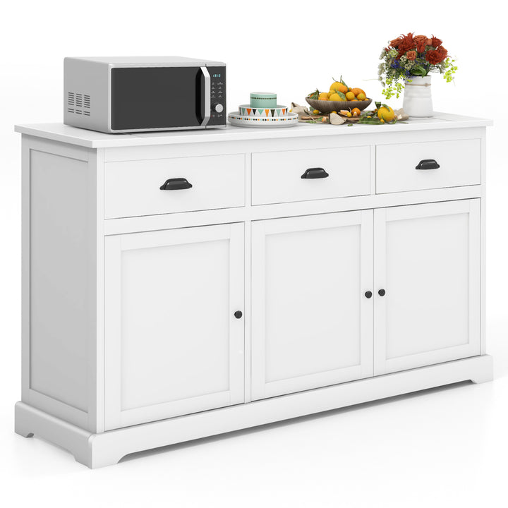 3 Drawers Sideboard Buffet Cabinet Console Table Kitchen Storage Cupboard White Image 1