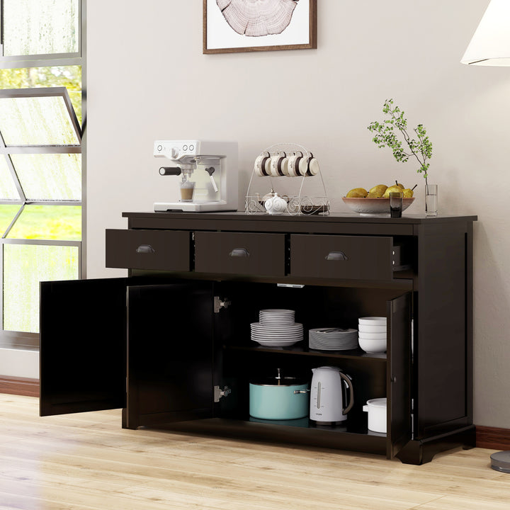 3 Drawers Sideboard Buffet Cabinet Console Table Kitchen Storage Cupboard Brown Image 4