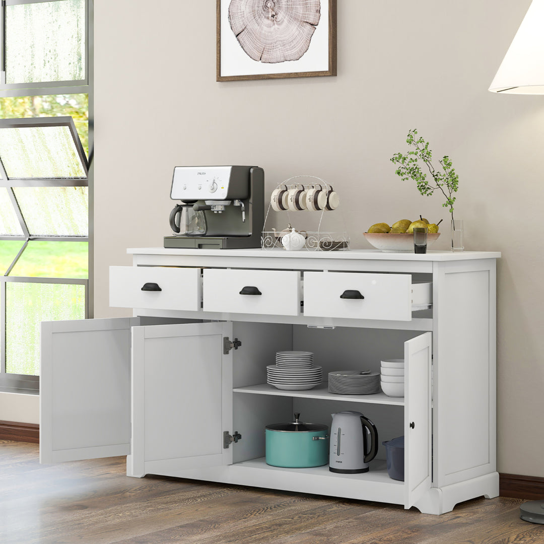 3 Drawers Sideboard Buffet Table Storage Console Cabinet Entryway Cupboard White Image 4