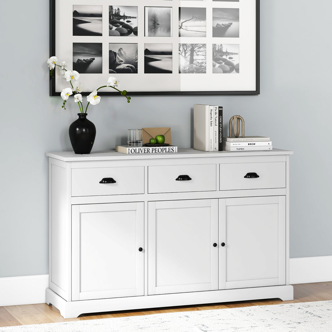 3 Drawers Sideboard Buffet Table Storage Console Cabinet Entryway Cupboard White Image 5