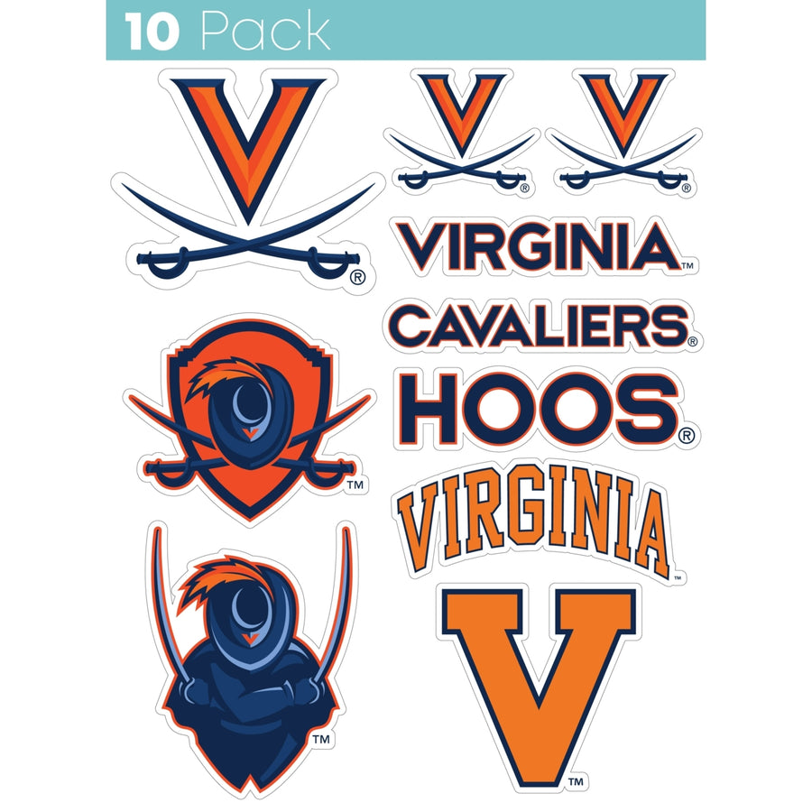 Virginia Cavaliers 10-Pack, 4 inches in size on one of its sides NCAA Durable School Spirit Vinyl Decal Sticker Image 1